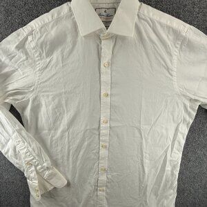 Brooks Brothers 16 34 Milano Cotton White Business Men Shirt Button Up Solid